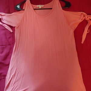Coral Cold Shoulder Short Sleeve Tunic